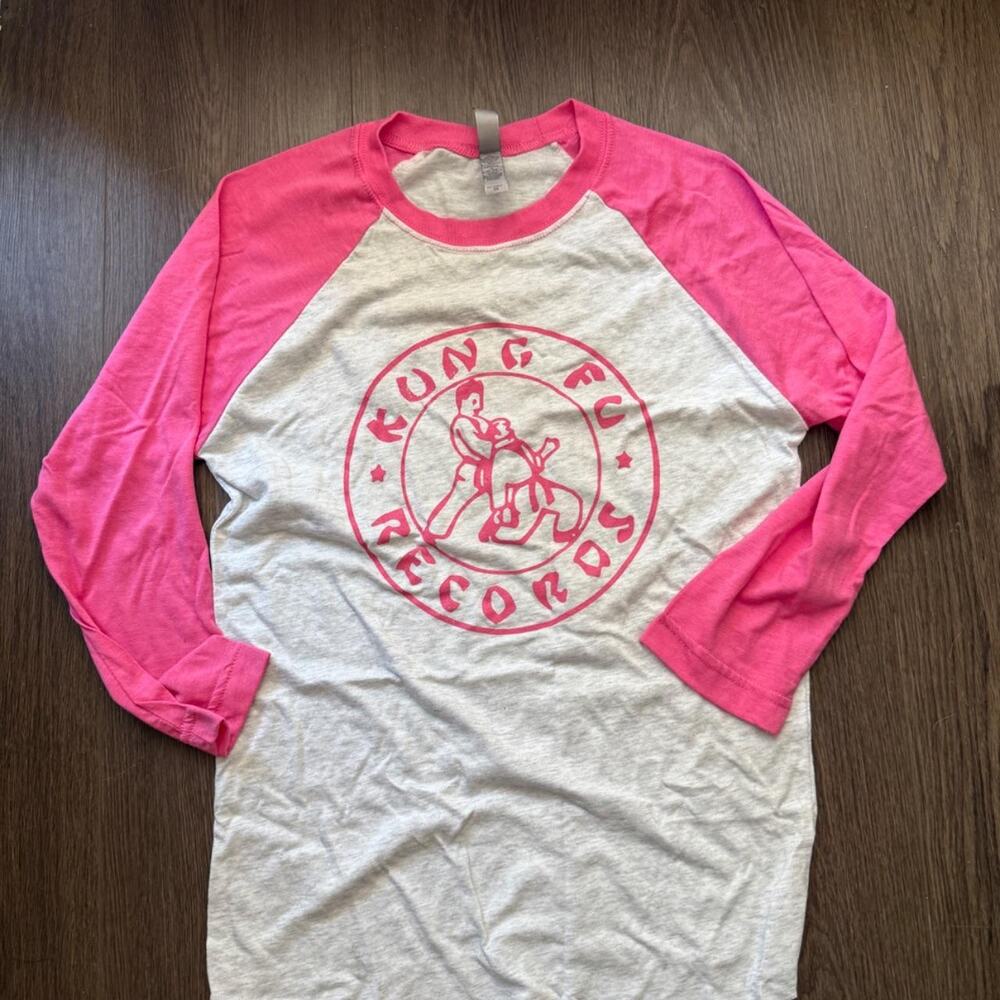 Kung Fu Records Pink Raglan Baseball Tee – XS